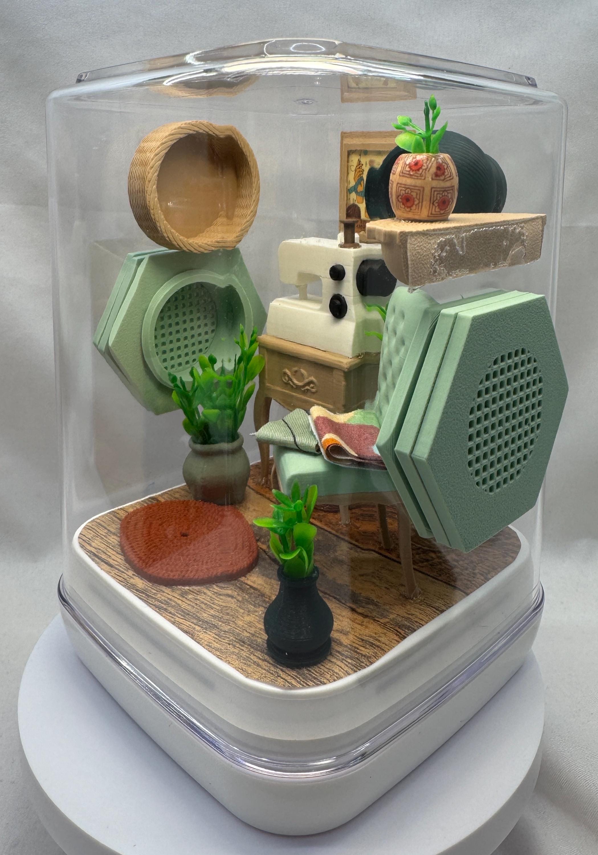 Sewing themed Jumping Spider Enclosure: Custom Arachnid Terrarium
