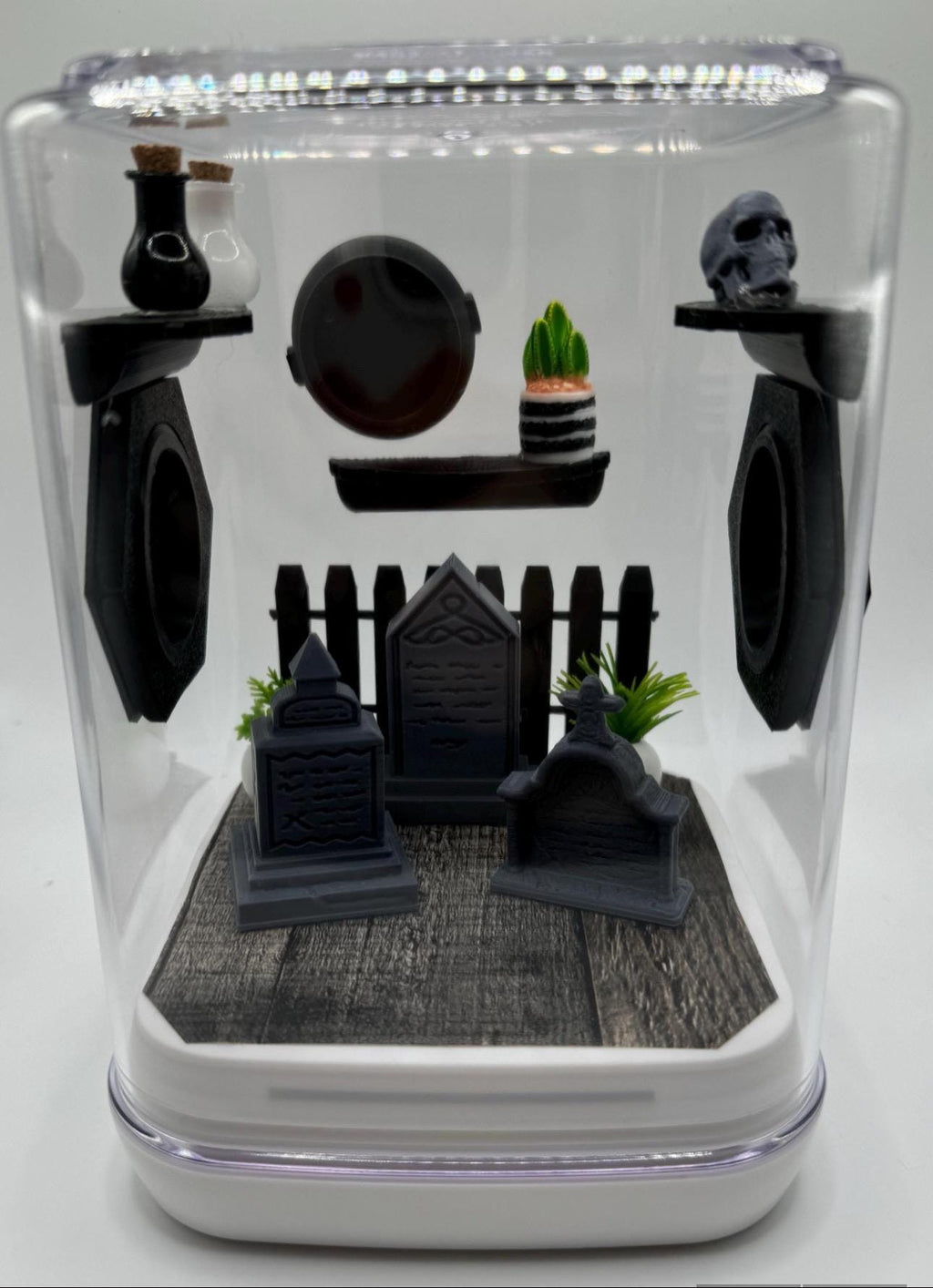 Spooky Graveyard Jumping Spider Enclosure 2.0 - Acrylic Terrarium | Decorated Terrarium | Scary Decor