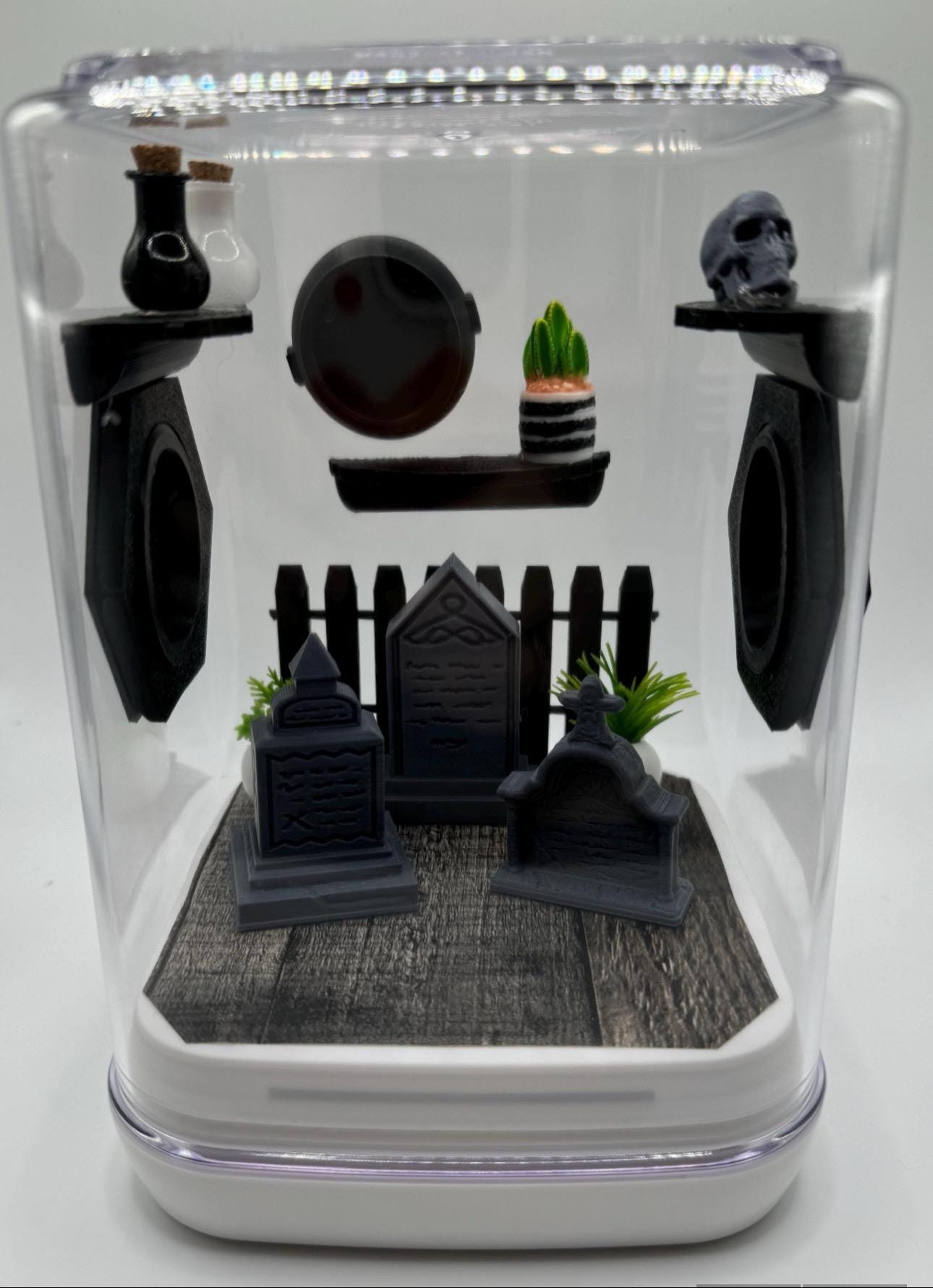 Spooky Graveyard Jumping Spider Enclosure 2.0 - Acrylic Terrarium | Decorated Terrarium | Scary Decor