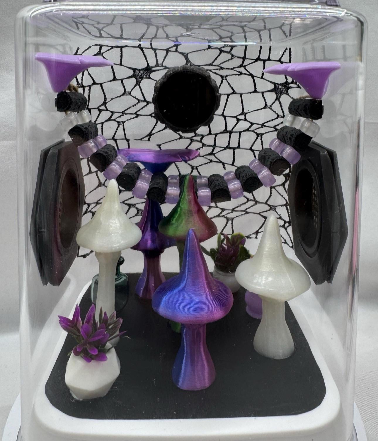 Mushroom Themed Jumping Spider Enclosure: Decorated Terrarium (5x5x7 in)