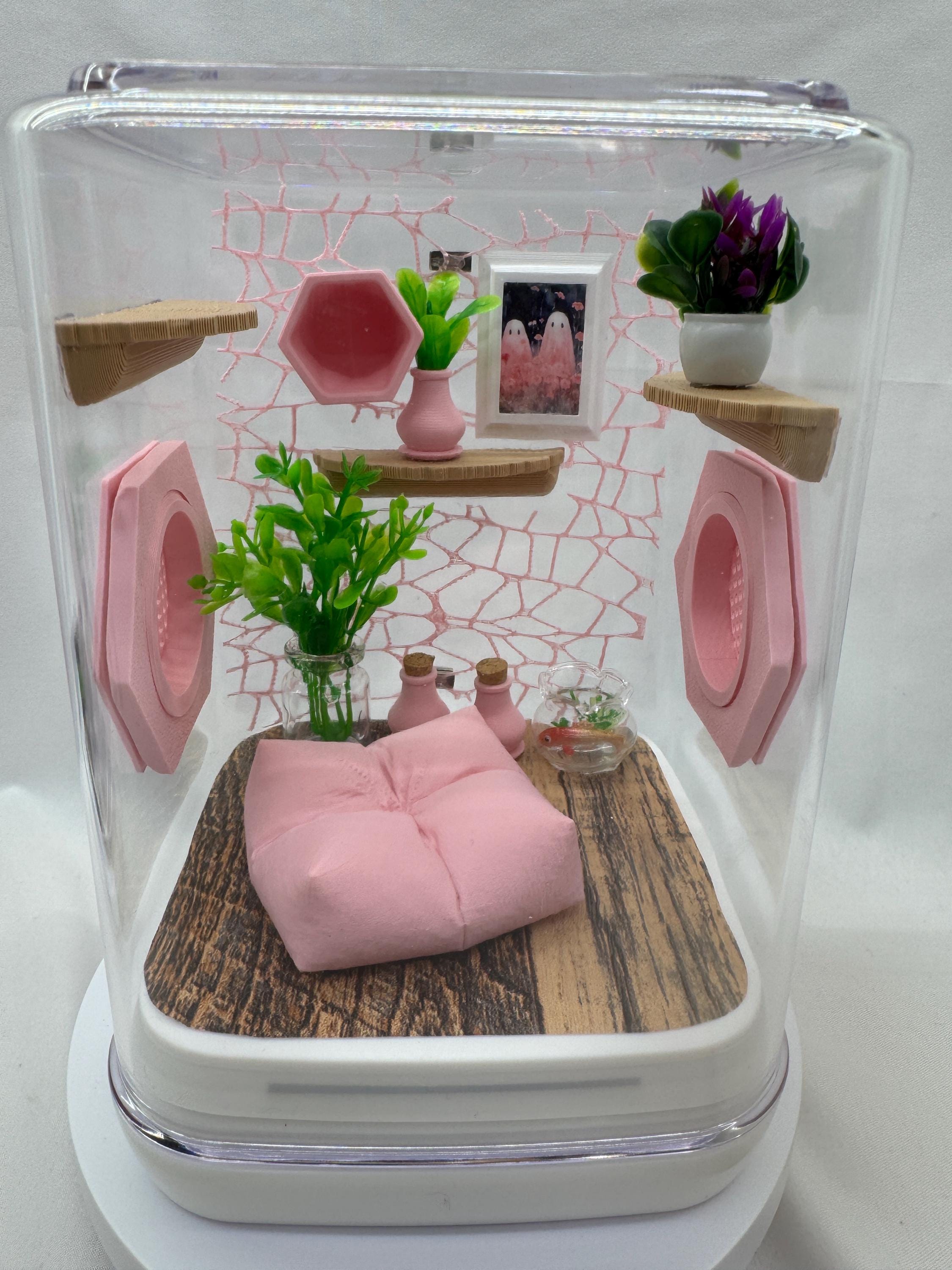 Webby Pink Paradise Jumping Spider Terrarium, Customizable Enclosure & Accessories for Pet Arachnids