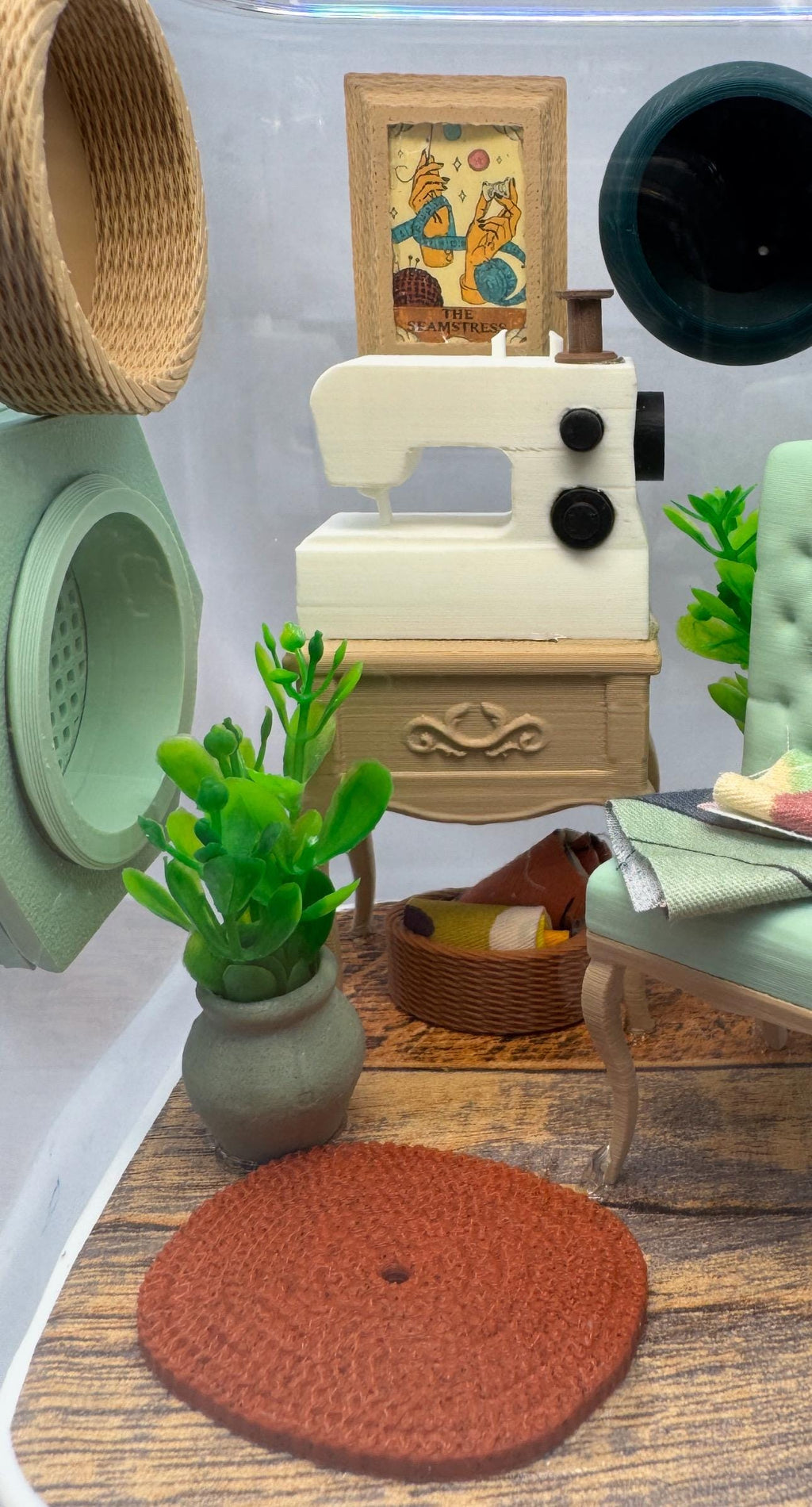 Sewing themed Jumping Spider Enclosure: Custom Arachnid Terrarium