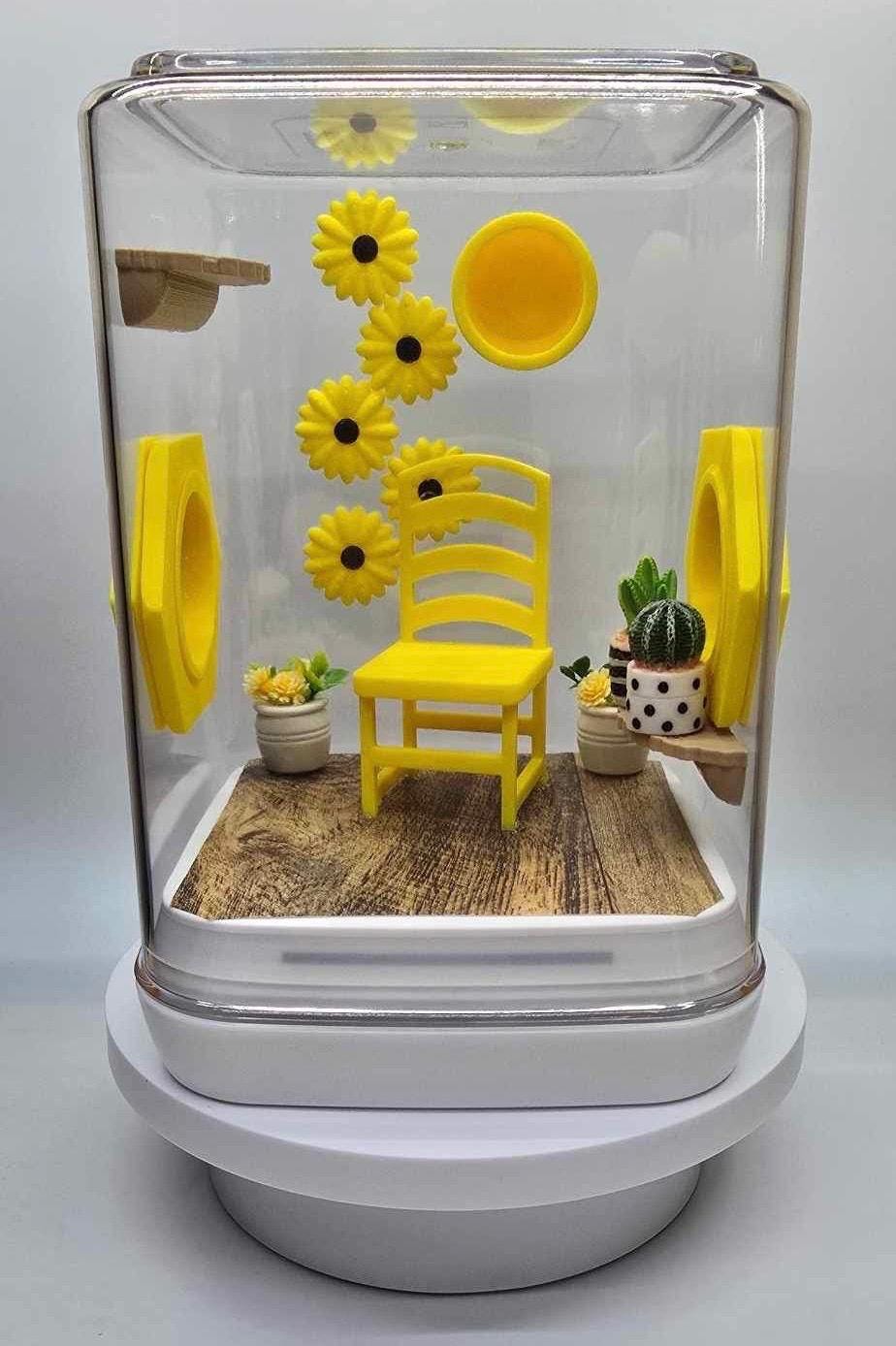 Sunflower Jumping Spider Enclosure: Decorated Spider Habitat
