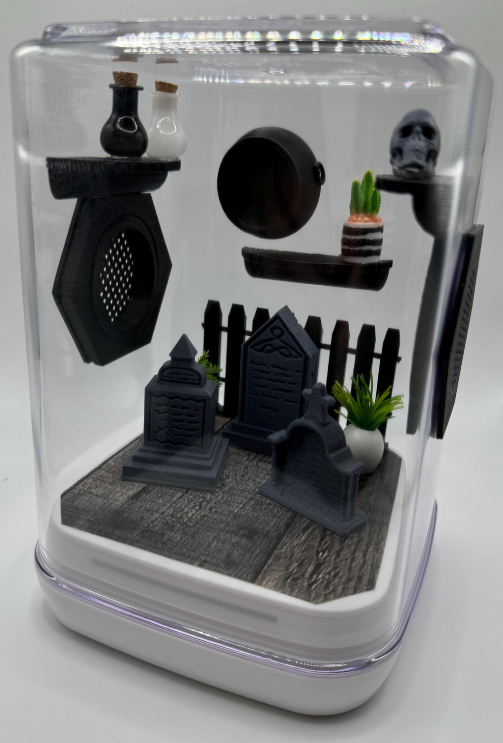 Spooky Graveyard Jumping Spider Enclosure 2.0 - Acrylic Terrarium | Decorated Terrarium | Scary Decor