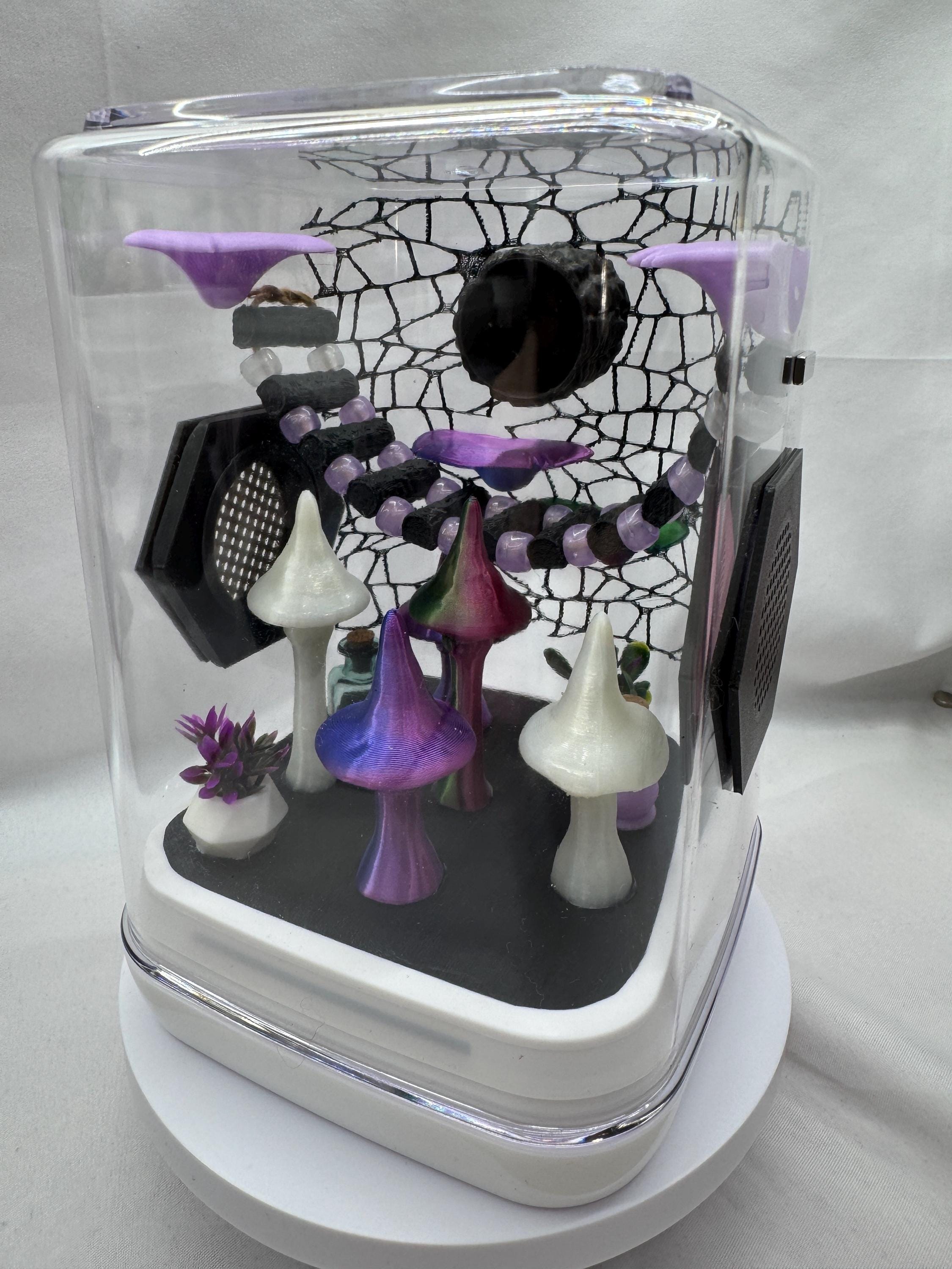 Mushroom Themed Jumping Spider Enclosure: Decorated Terrarium (5x5x7 in)