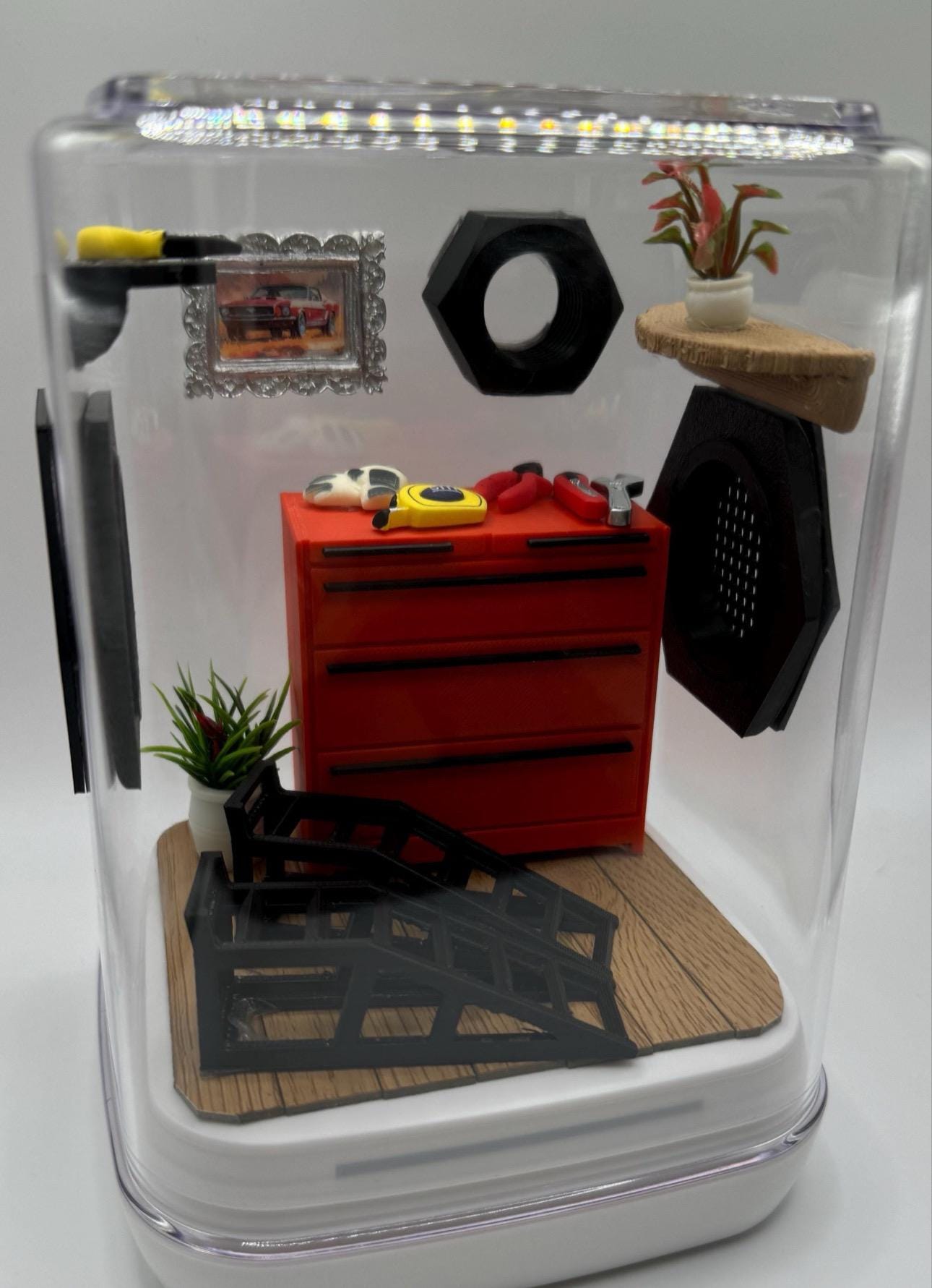 Decorated Garage Jumping Spider Enclosure (5x5x7 inches)