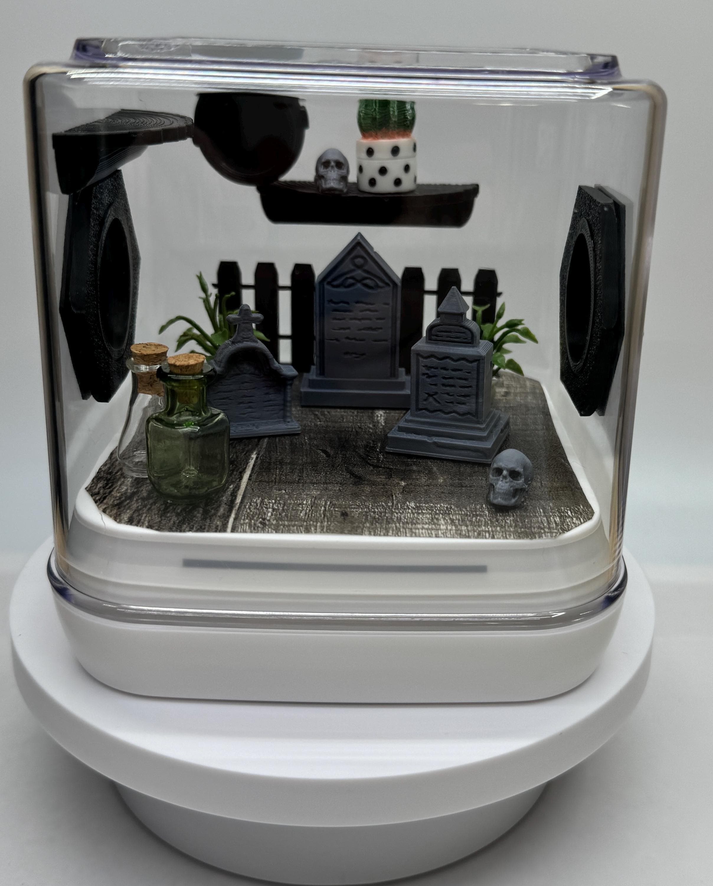 Mini Graveyard Jumping Spider Enclosure: Gothic Pet Home (4x4x4 inches)