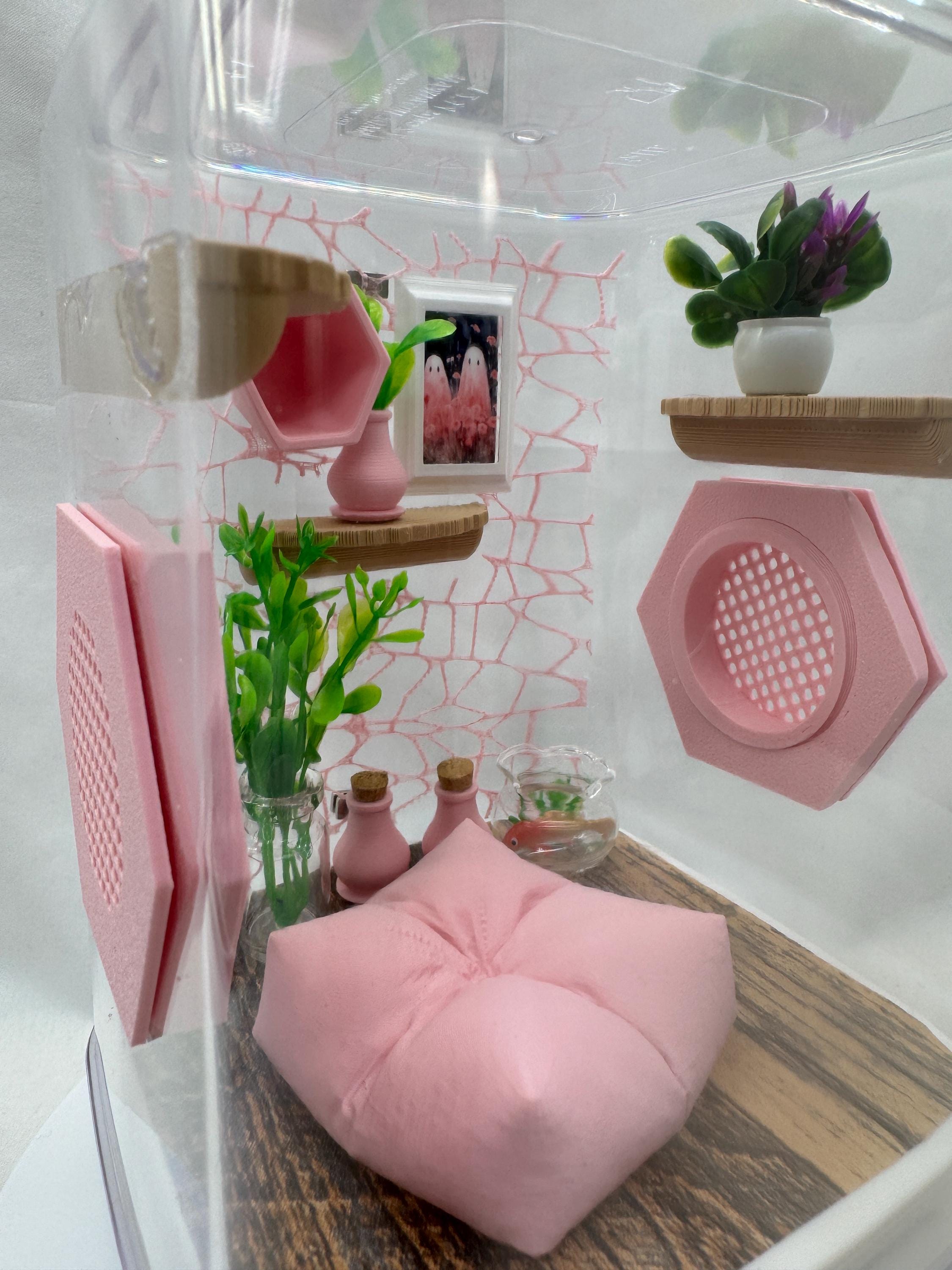 Webby Pink Paradise Jumping Spider Terrarium, Customizable Enclosure & Accessories for Pet Arachnids