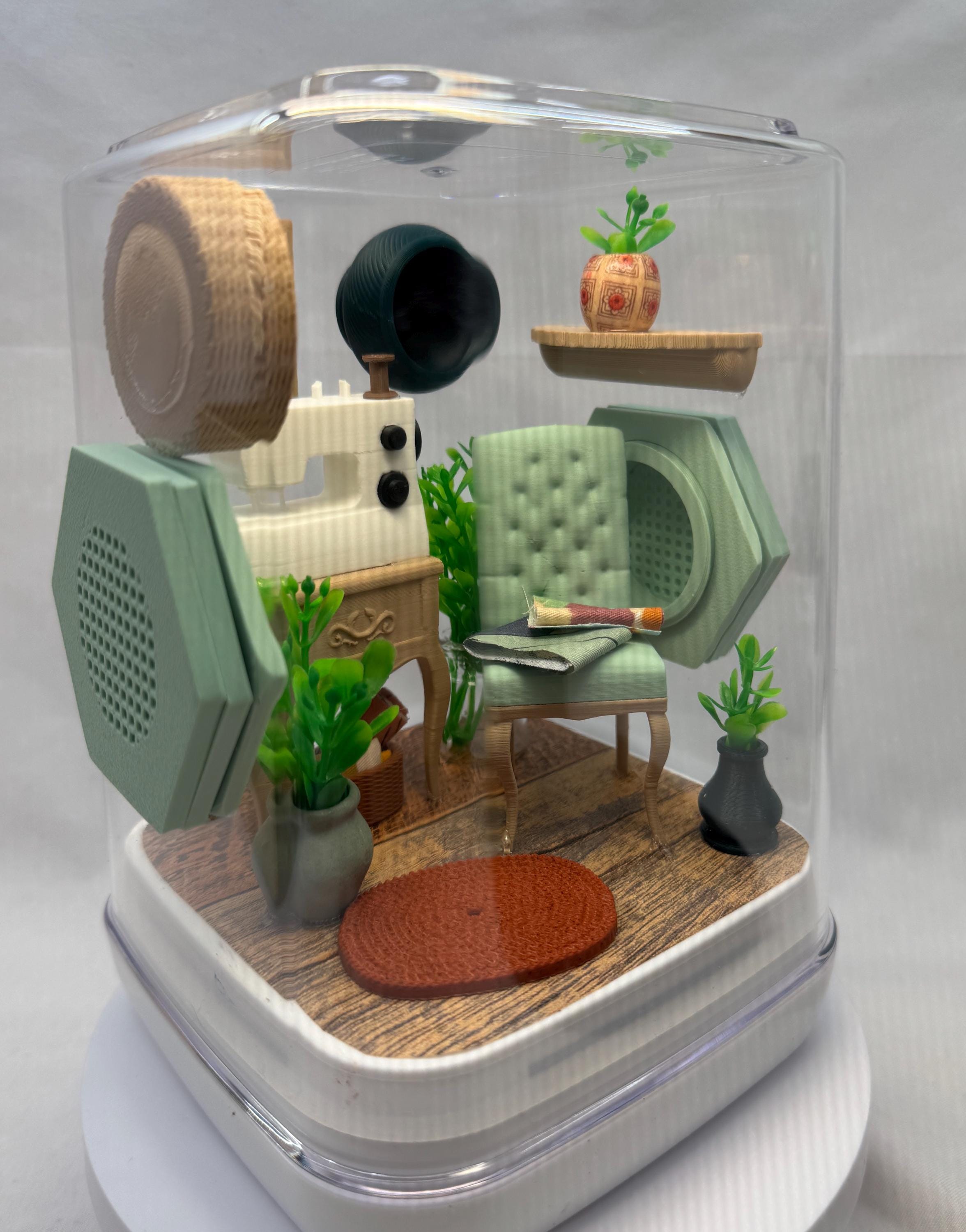 Sewing themed Jumping Spider Enclosure: Custom Arachnid Terrarium